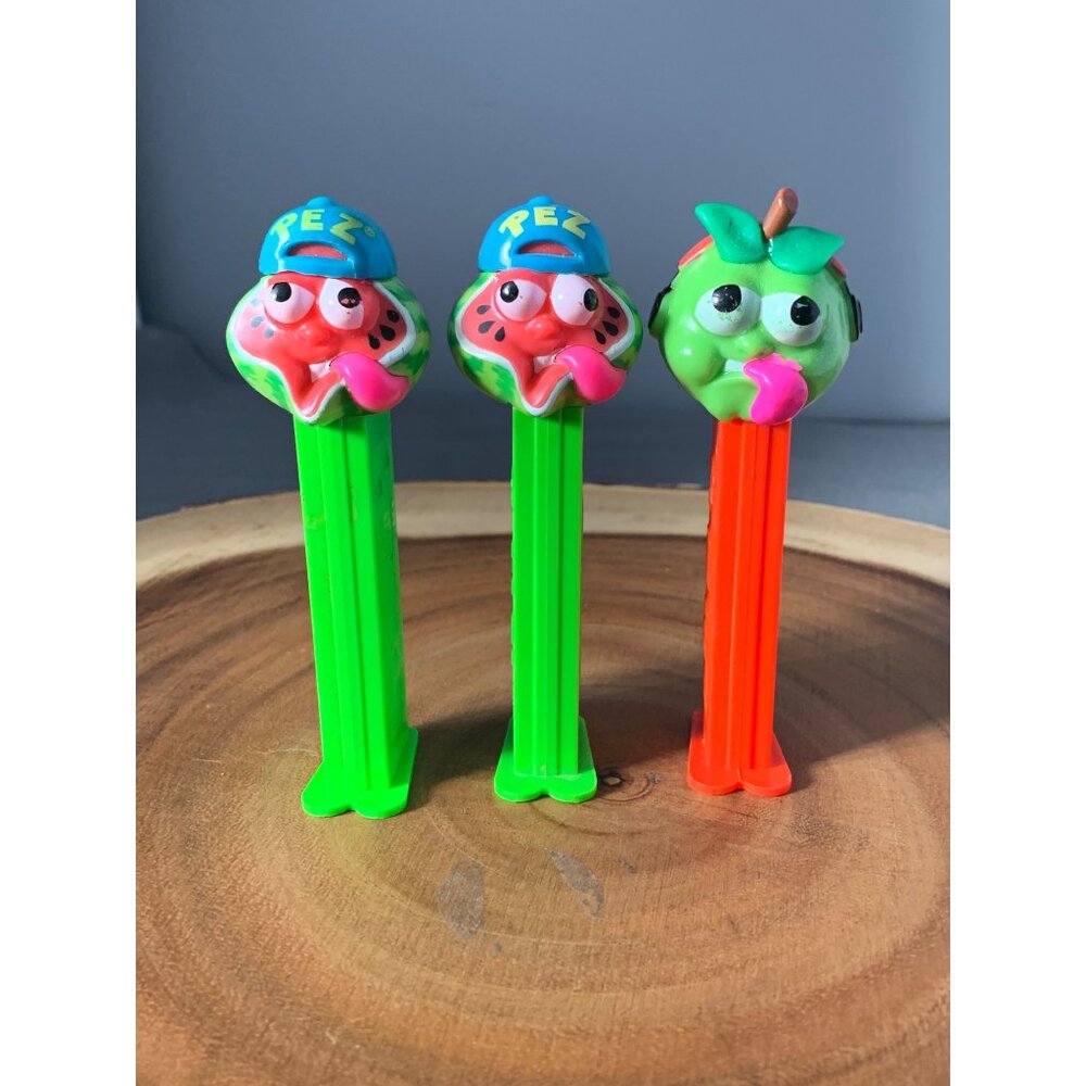 Set of 3 Pez Watermelon & Apple Tongue Out Dispensers